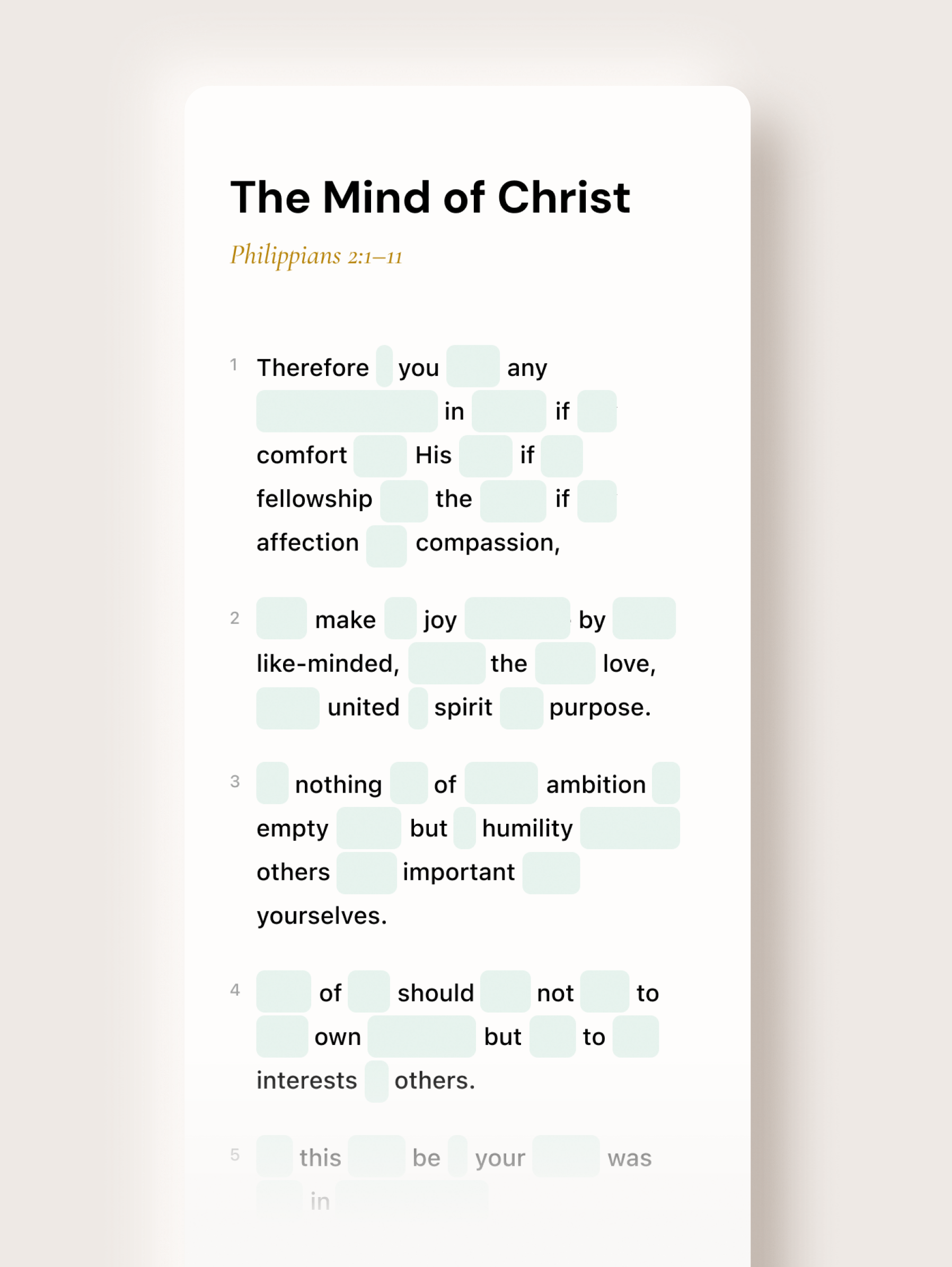 Versari cloze practice mode with word-level masks